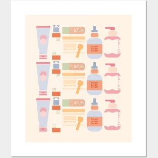 Skincare Essentials Pattern (Cream Version) Posters and Art